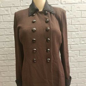 St. John Collection Double Breasted Brown Long Jacket with Top Size 4